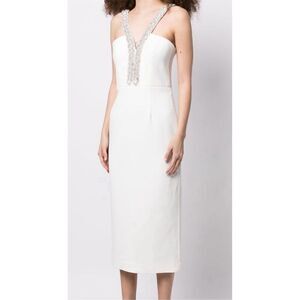 Rebecca Vallance Women's Size 12 White Crystal Trim  Dress